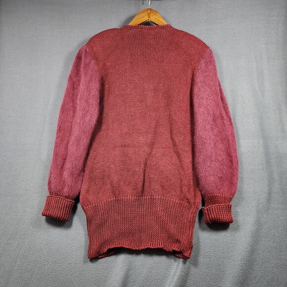 Vintage 80s Shannan Womens Sweater Large Angora Wool Garnet Red Sequin Beaded - Picture 2 of 10